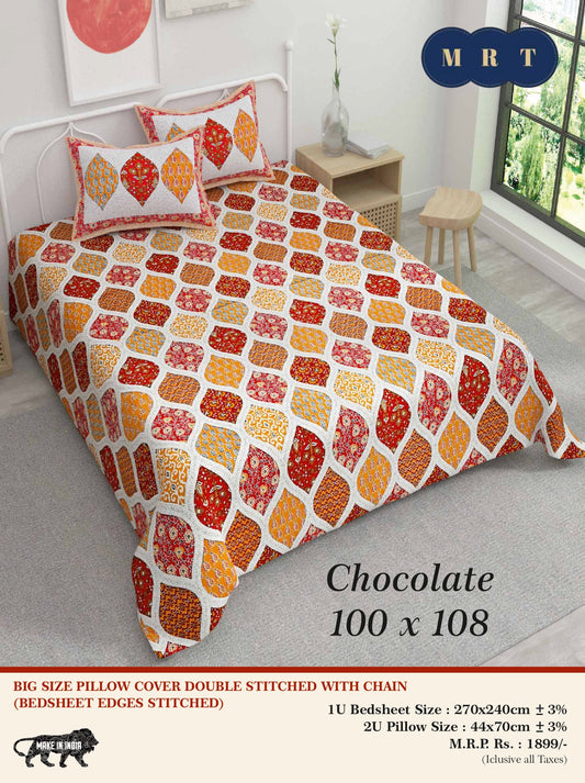 Chocolate King size Double Bed Bedsheet with 2 Pillow Covers