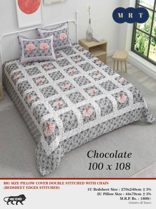 Chocolate King size Double Bed Bedsheet with 2 Pillow Covers
