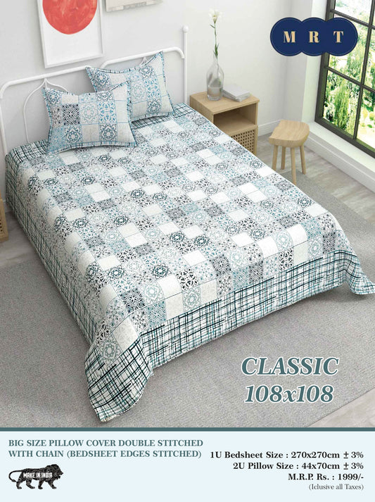 Classic 108x108 Premium Double Bedsheet with 2 Pillow Covers