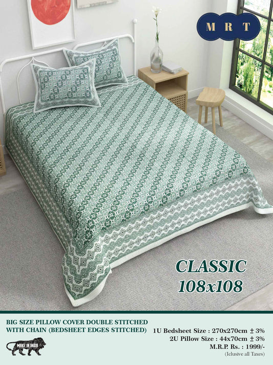Classic 108x108 Premium Double Bedsheet with 2 Pillow Covers