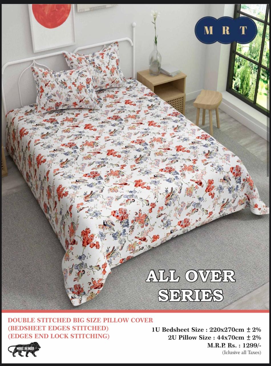 Handblock Cotton Double Bedsheet with 2 Pillow Covers  (93x108 Inches)