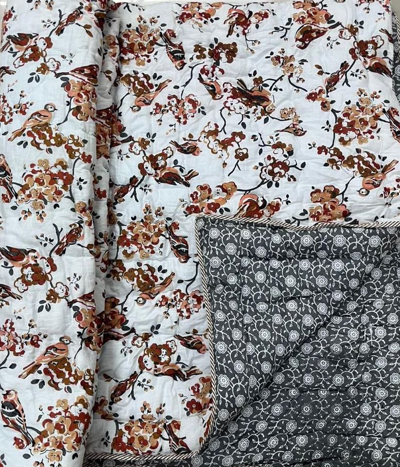 Double Premium Jaipuri Razai | 100% Malmal Cotton | Reversible | Lehriya Border | Big Size Comforter
