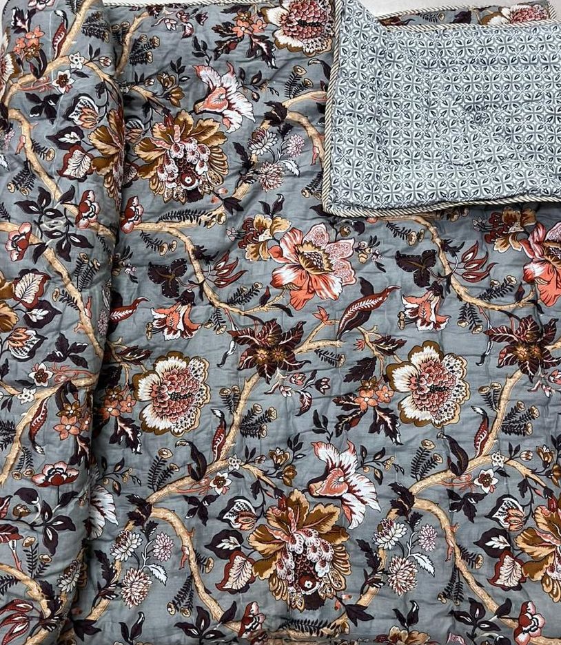 Double Premium Jaipuri Razai | 100% Malmal Cotton | Reversible | Lehriya Border | Big Size Comforter