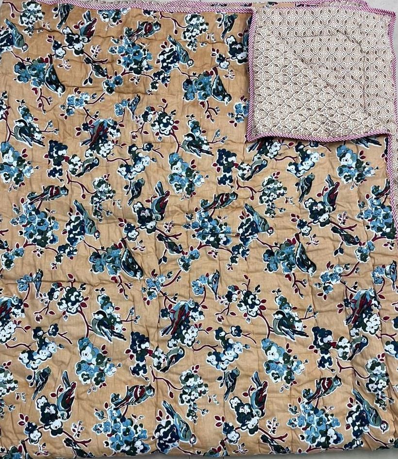 Double Premium Jaipuri Razai | 100% Malmal Cotton | Reversible | Lehriya Border | Big Size Comforter