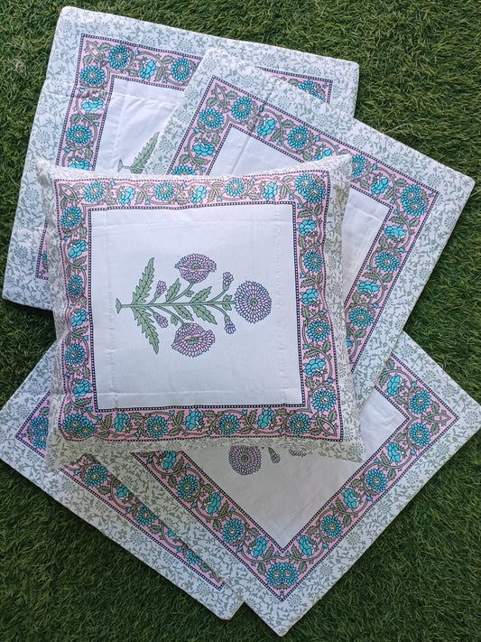 Handblock Premium Cushion covers set of 5 cushions