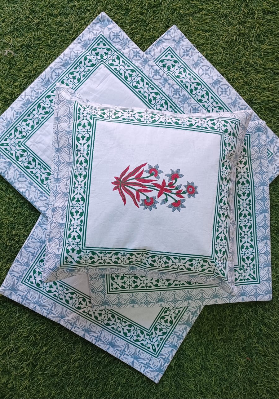 Handblock Premium Cushion covers set of 5 cushions