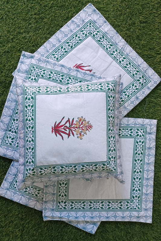 Handblock Premium Cushion covers set of 5 cushions