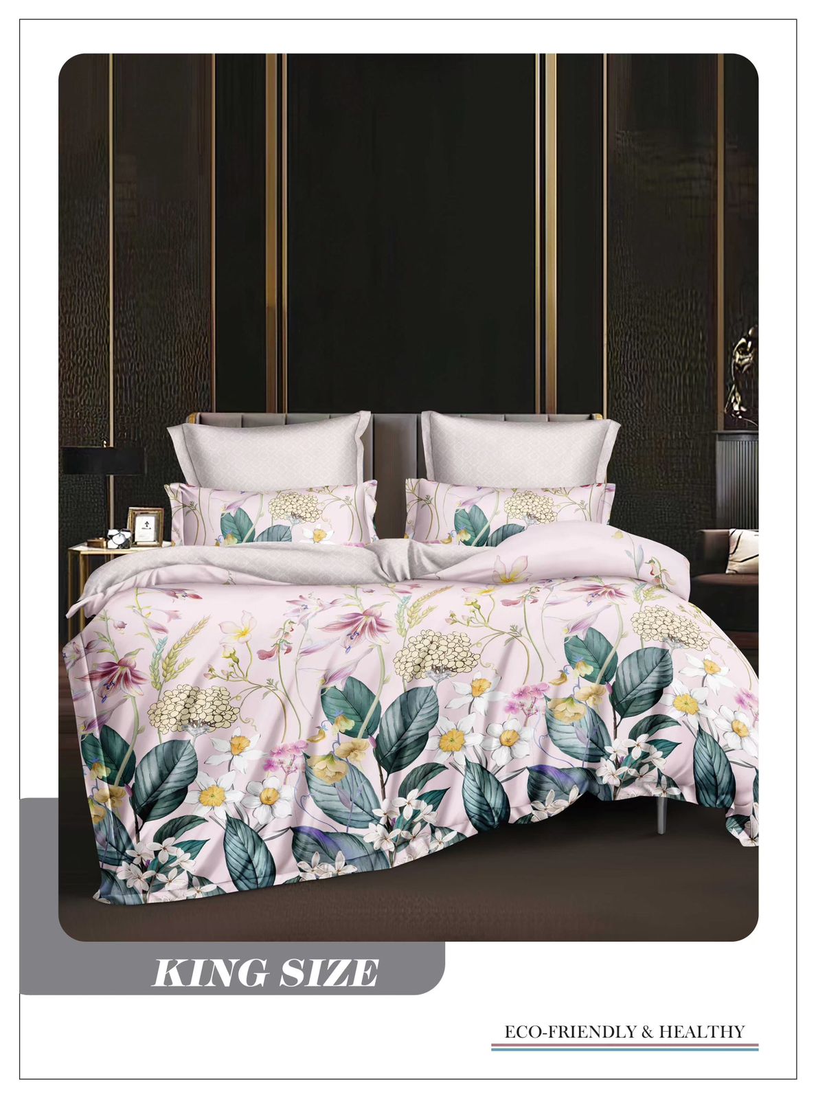 Omega King size Double Bed Bedsheet with 2 Pillow Covers