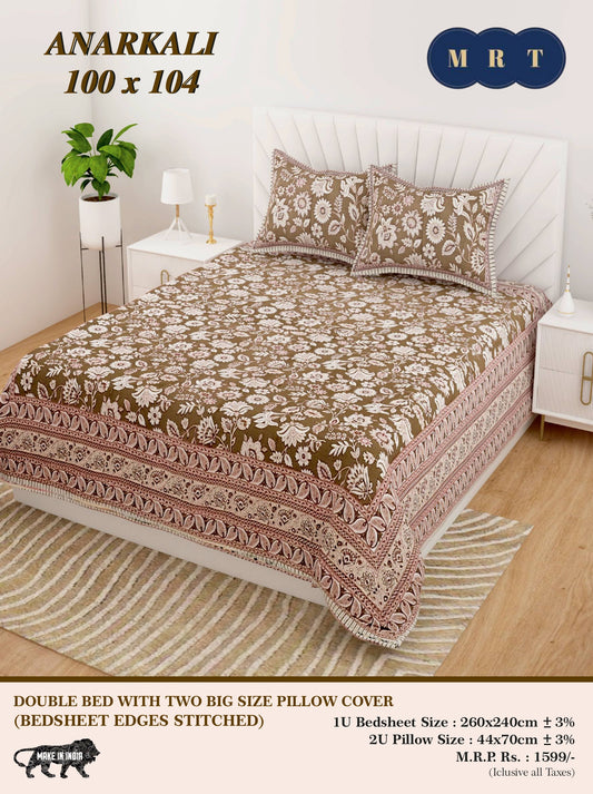 Anarkali Cotton Double Bedsheet Set – king size