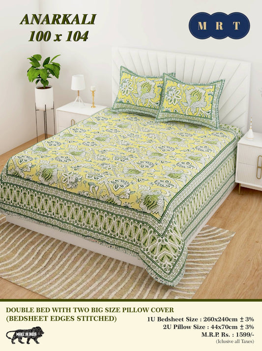 Anarkali Cotton Double Bedsheet Set – king size