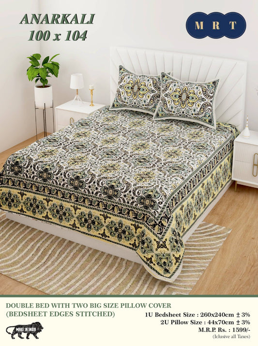 Anarkali Cotton Double Bedsheet Set – king size