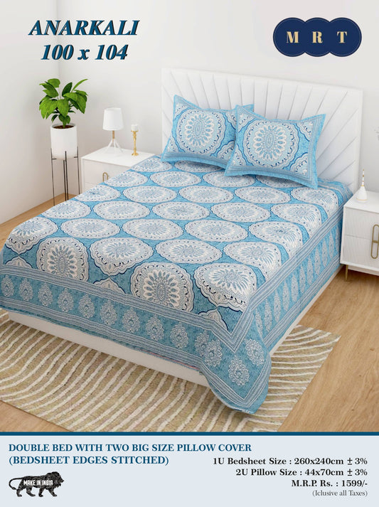 Anarkali Cotton Double Bedsheet Set – king size