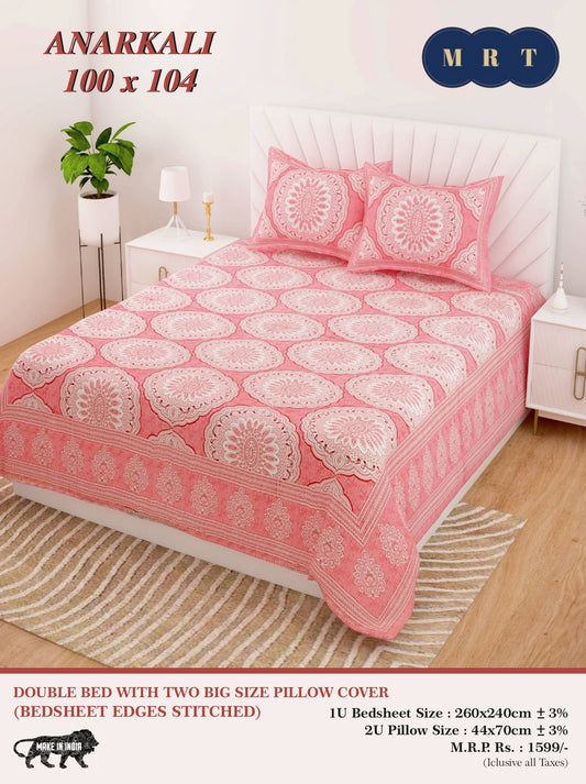 Anarkali Cotton Double Bedsheet Set – king size