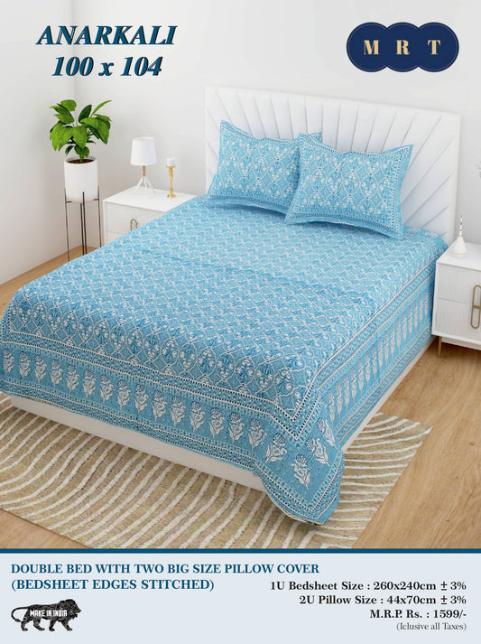 Anarkali Cotton Double Bedsheet Set – king size