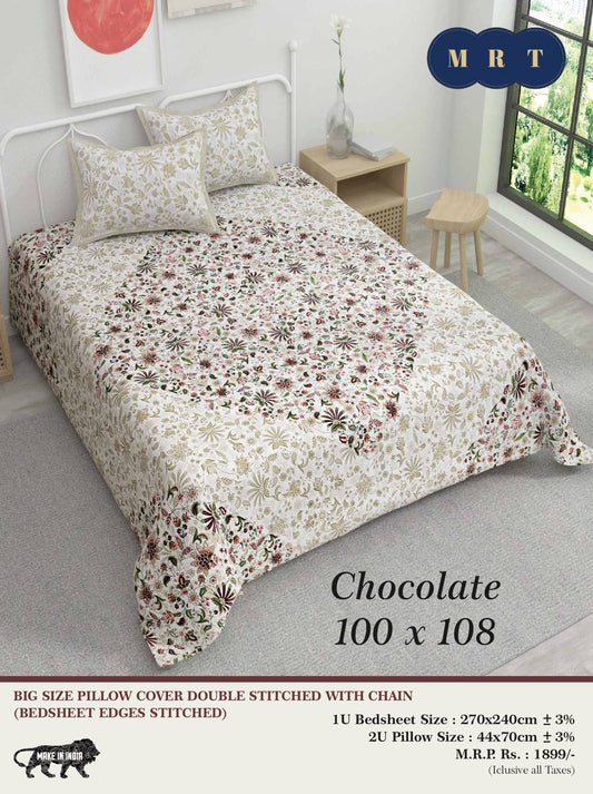 Chocolate King size Double Bed Bedsheet with 2 Pillow Covers