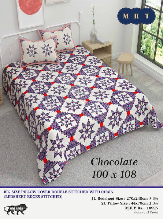 Chocolate King size Double Bed Bedsheet with 2 Pillow Covers
