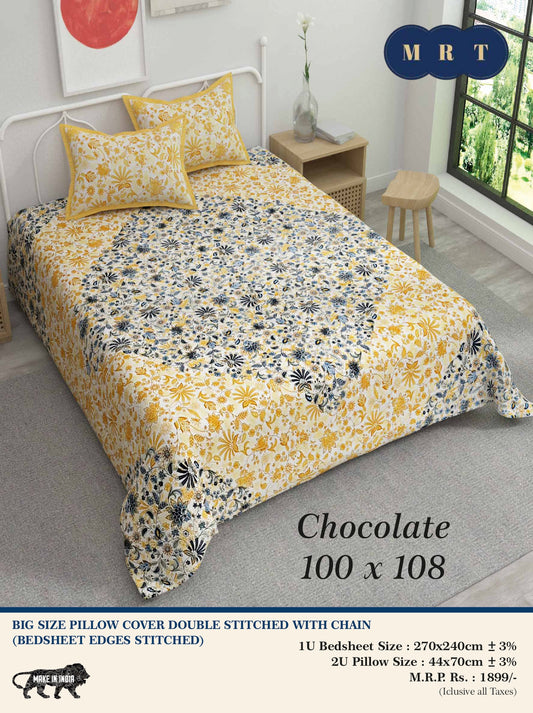 Chocolate King size Double Bed Bedsheet with 2 Pillow Covers