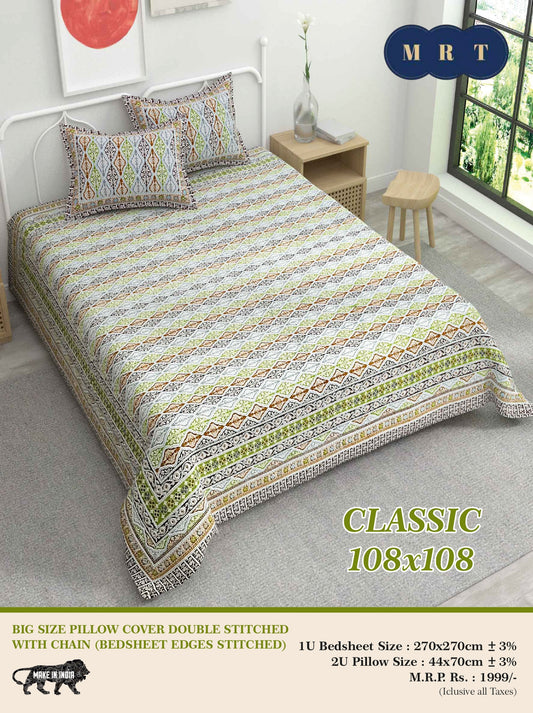Classic 108x108 Premium Double Bedsheet with 2 Pillow Covers