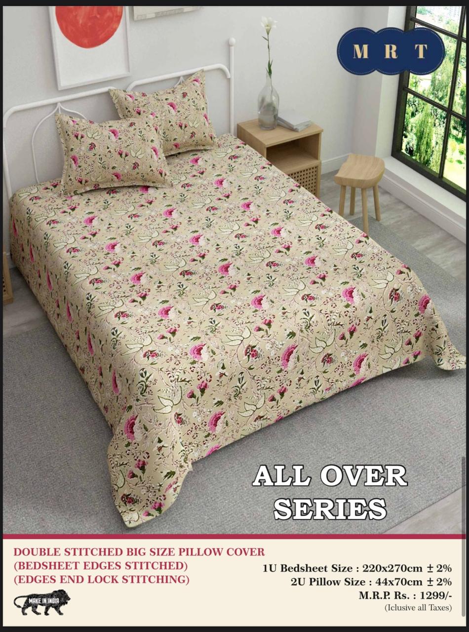 Handblock Cotton Double Bedsheet with 2 Pillow Covers  (93x108 Inches)