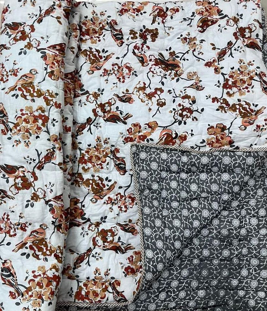 Double Premium Jaipuri Razai | 100% Malmal Cotton | Reversible | Lehriya Border | Big Size Comforter