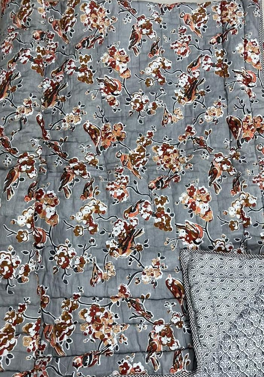 Double Premium Jaipuri Razai | 100% Malmal Cotton | Reversible | Lehriya Border | Big Size Comforter