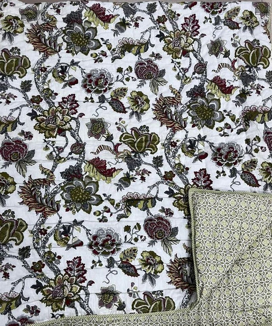 Double Premium Jaipuri Razai | 100% Malmal Cotton | Reversible | Lehriya Border | Big Size Comforter