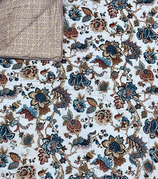 Double Premium Jaipuri Razai | 100% Malmal Cotton | Reversible | Lehriya Border | Big Size Comforter