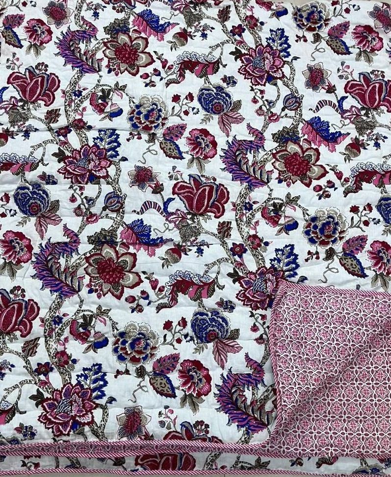 Double Premium Jaipuri Razai | 100% Malmal Cotton | Reversible | Lehriya Border | Big Size Comforter