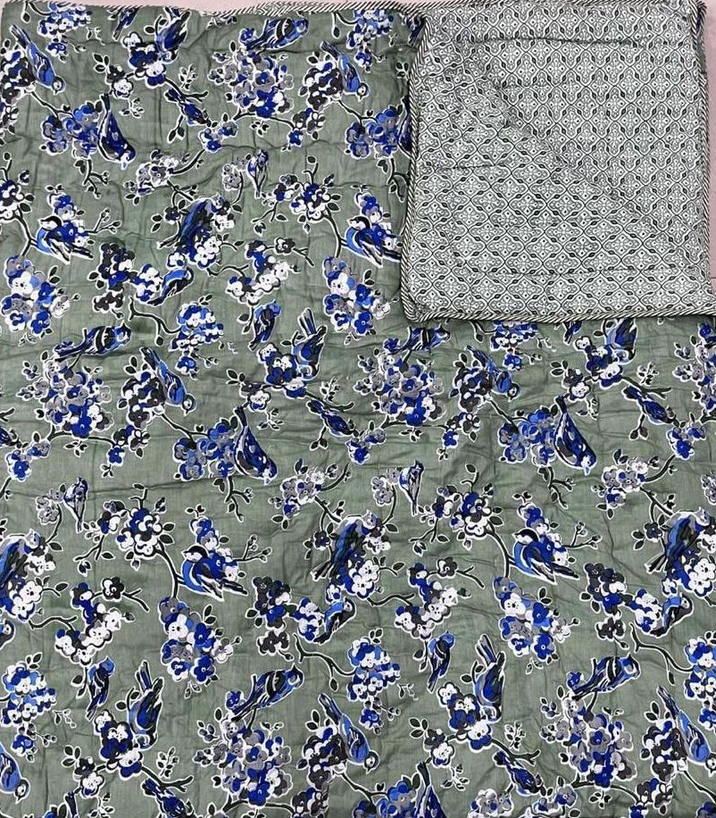 Double Premium Jaipuri Razai | 100% Malmal Cotton | Reversible | Lehriya Border | Big Size Comforter