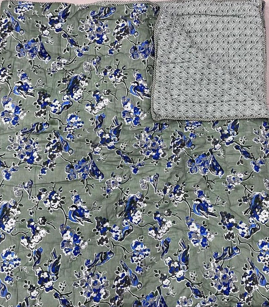 Double Premium Jaipuri Razai | 100% Malmal Cotton | Reversible | Lehriya Border | Big Size Comforter