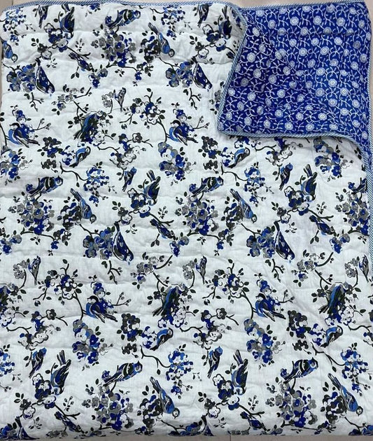 Double Premium Jaipuri Razai | 100% Malmal Cotton | Reversible | Lehriya Border | Big Size Comforter