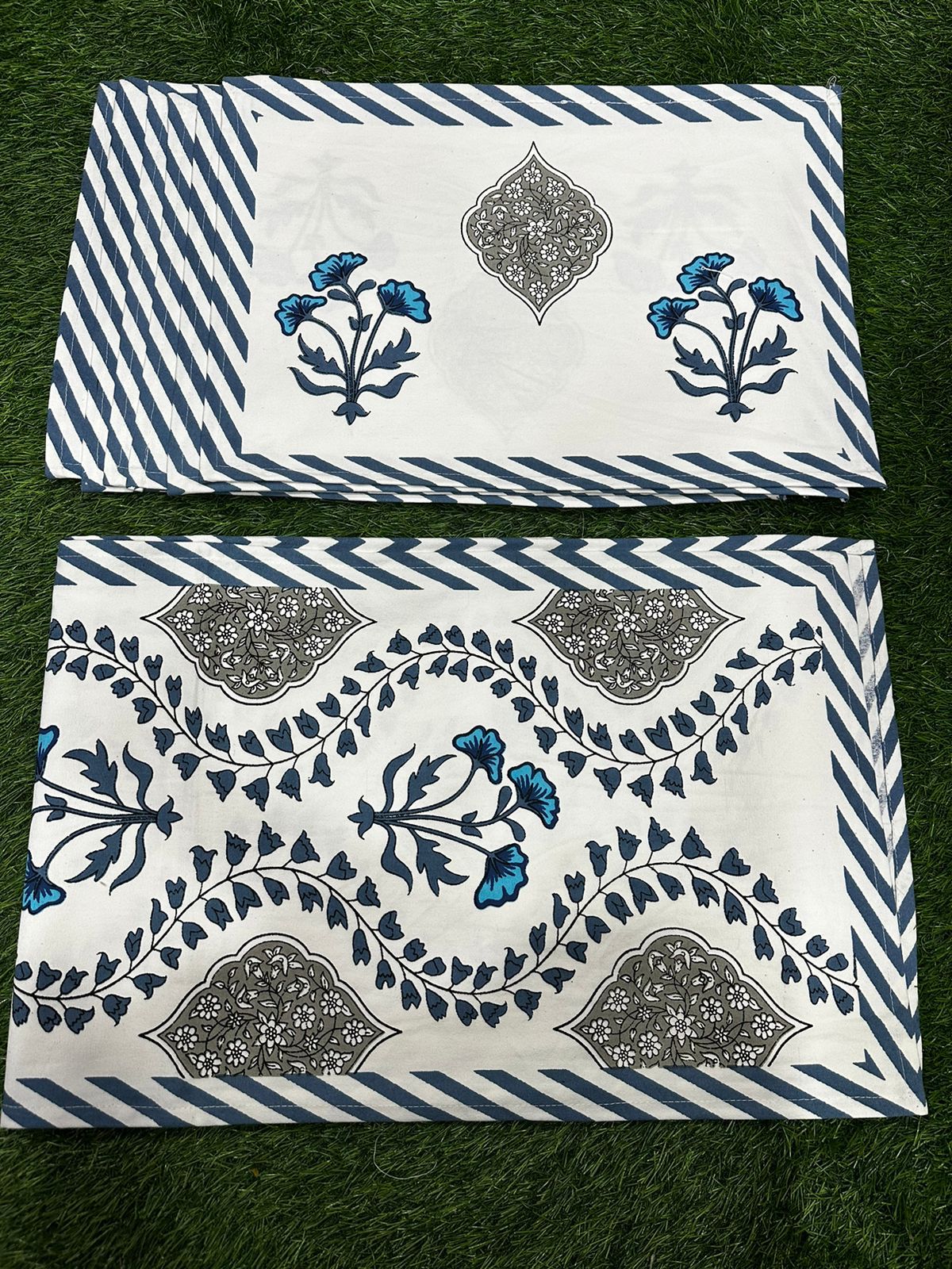 Luxury Hand Block Printed Table Mat Set – 7 Piece Canvas Dining Set