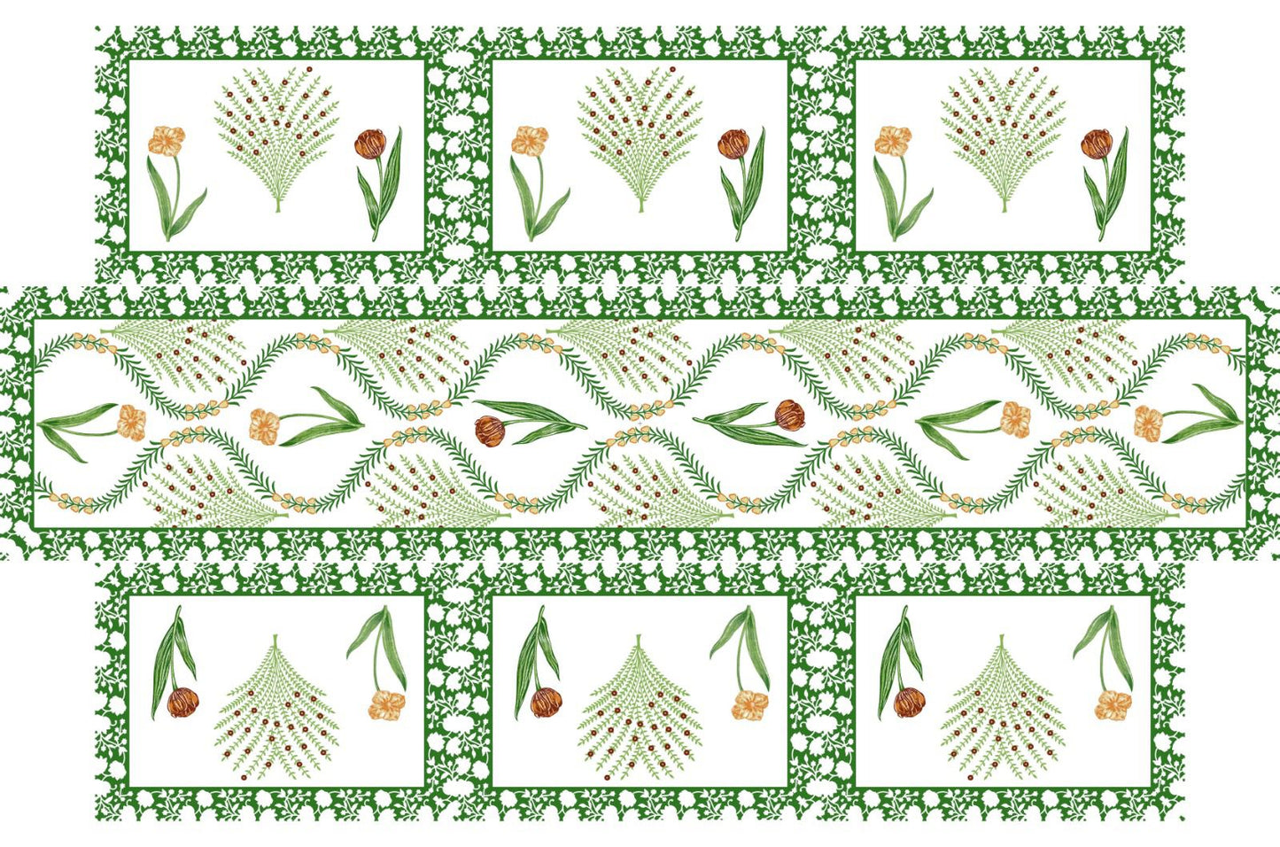 Luxury Hand Block Printed Table Mat Set – 7 Piece Canvas Dining Set