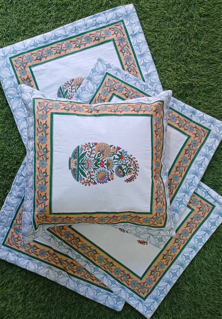 Handblock Premium Cushion covers set of 5 cushions