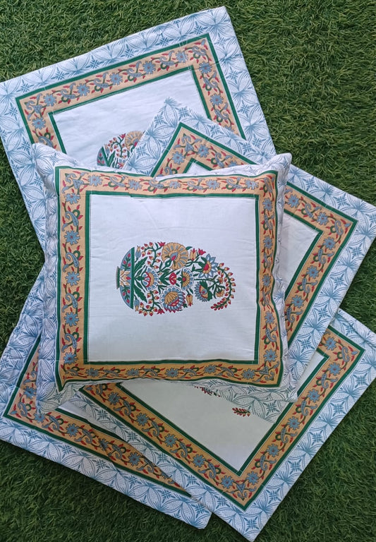 Handblock Premium Cushion covers set of 5 cushions