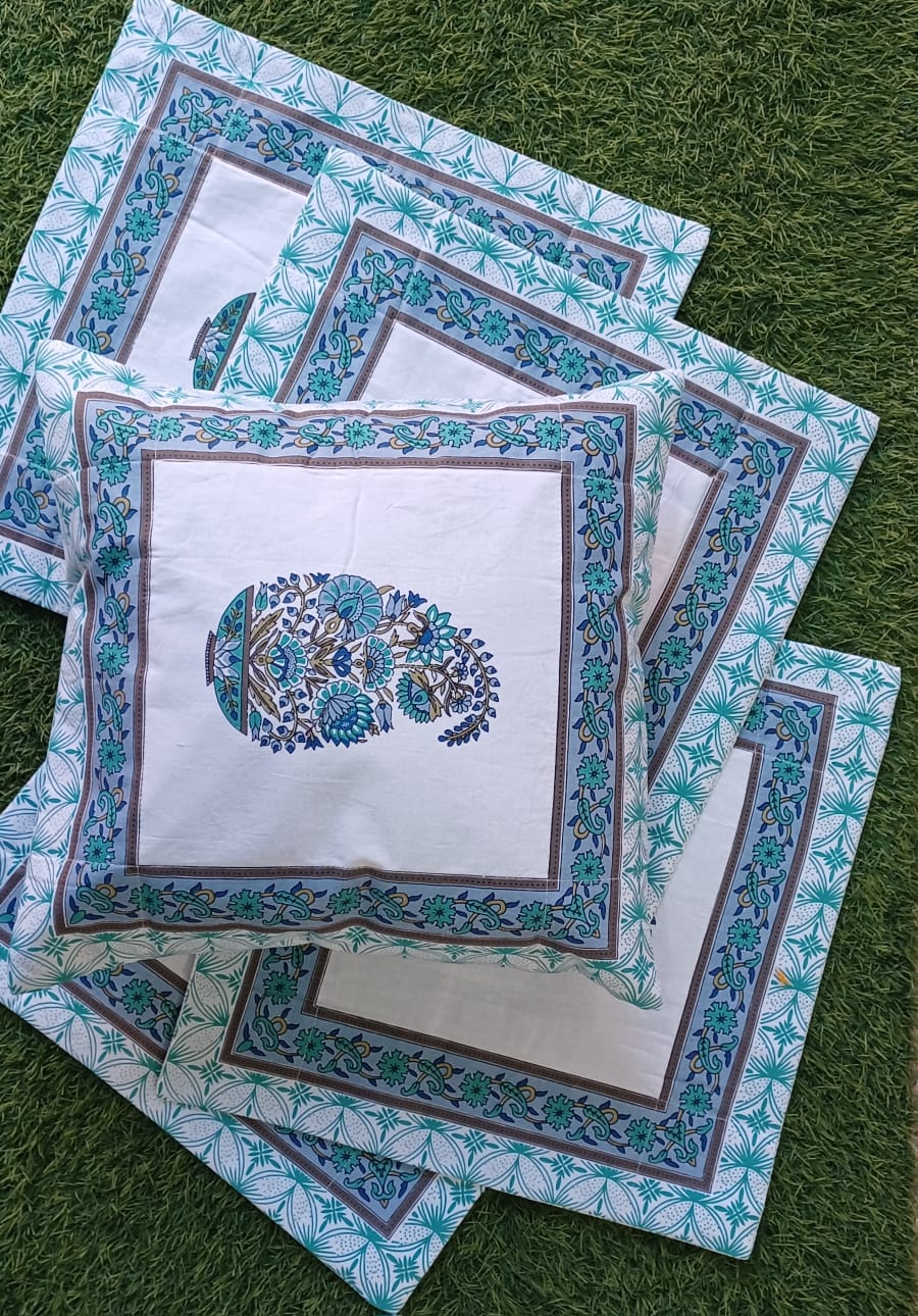 Handblock Premium Cushion covers set of 5 cushions