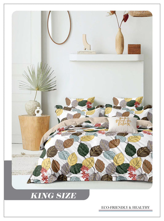 Omega King size Double Bed Bedsheet with 2 Pillow Covers