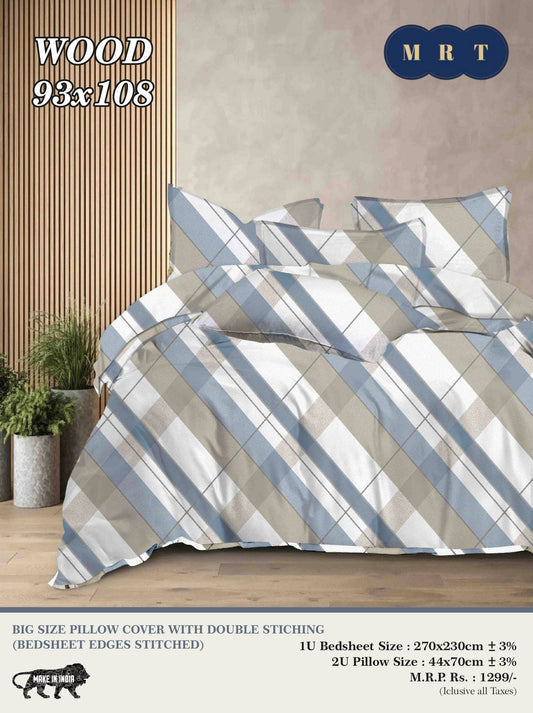 WOOD – Premium Double Bedsheet with Pillow Covers king size bedsheets(93x108 inches / 270x230 cm)