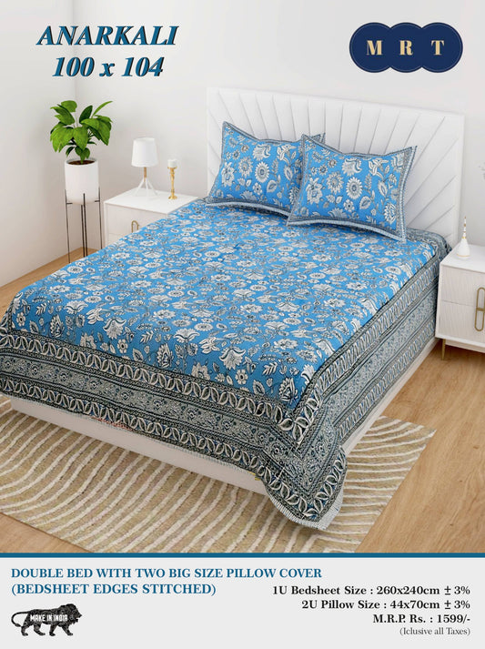 Anarkali Cotton Double Bedsheet Set – king size