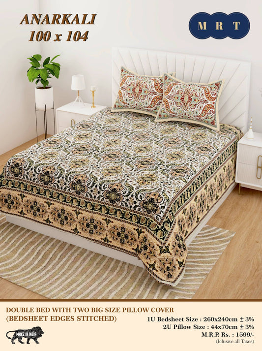 Anarkali Cotton Double Bedsheet Set – king size