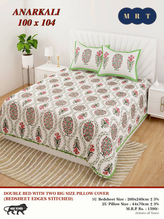 Anarkali Cotton Double Bedsheet Set – king size