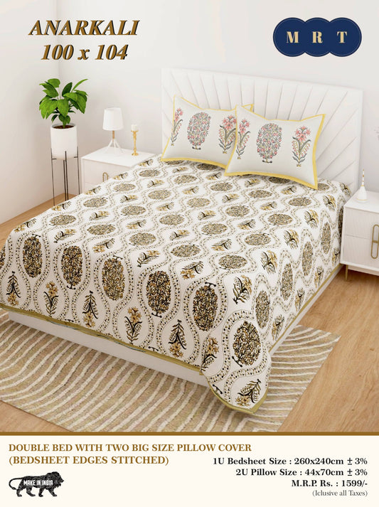Anarkali Cotton Double Bedsheet Set – king size