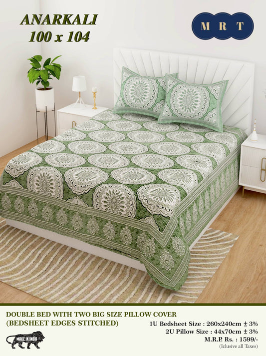 Anarkali Cotton Double Bedsheet Set – king size