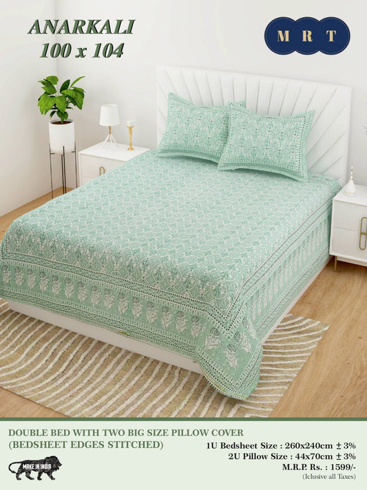 Anarkali Cotton Double Bedsheet Set – king size