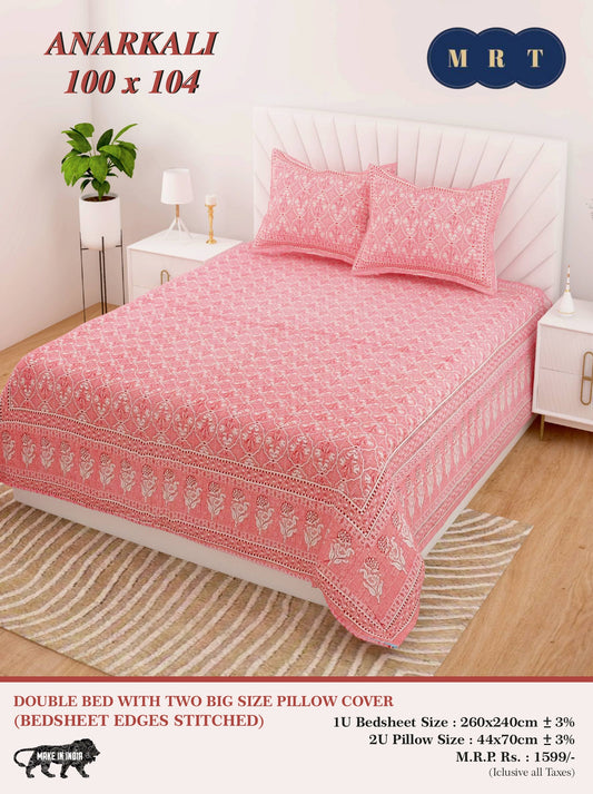 Anarkali Cotton Double Bedsheet Set – king size