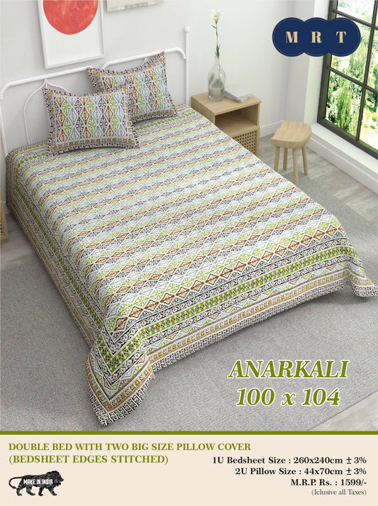 Anarkali Cotton Double Bedsheet Set – king size